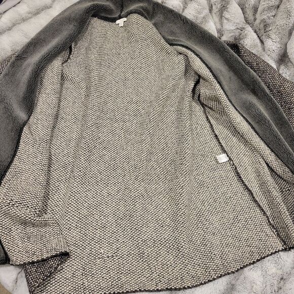 J Jill Sweater cardigan coat, fleece lined collar, Large petite - Picture 3 of 10